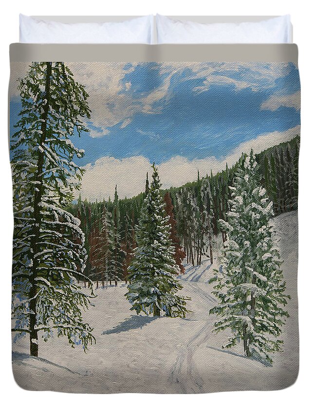 Winter Duvet Cover featuring the painting The Way Home by Greg Miller