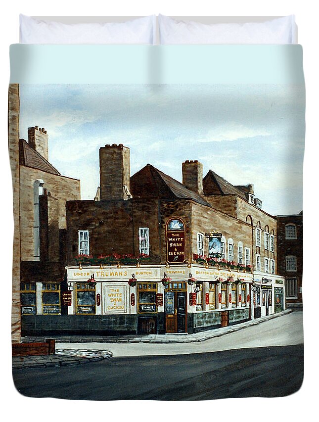 Wapping Duvet Cover featuring the painting The White Swan and Cuckoo Wapping London by Mackenzie Moulton