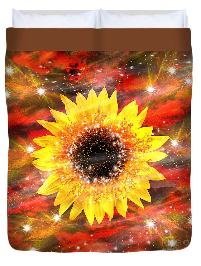 Sunflower Duvet Cover featuring the mixed media The Winds Of Destiny by Diamante Lavendar