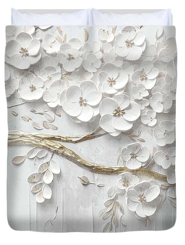 White Tree Duvet Cover featuring the painting The Wishing Tree by Mindy Sommers
