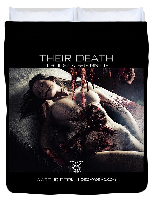 Dark Art Duvet Cover featuring the digital art Their death its just a beginning by Argus Dorian