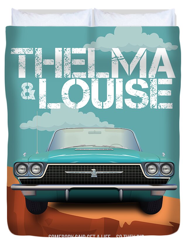 Movie Poster Duvet Cover featuring the digital art Thelma and Louise - Alternative Movie Poster by Movie Poster Boy