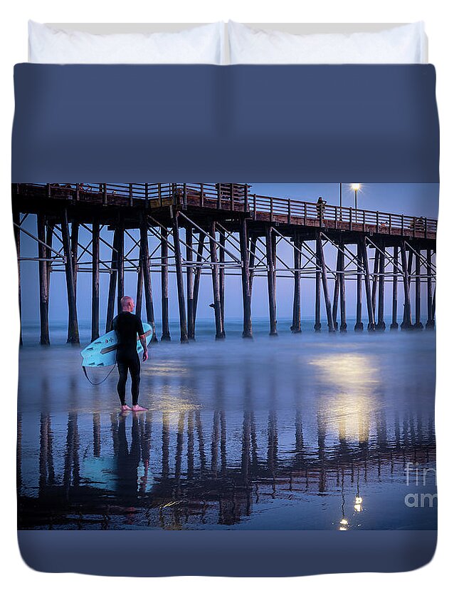 Beach Duvet Cover featuring the photograph There Are No Waves, Man by David Levin