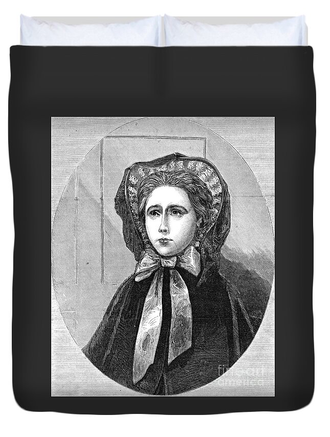 1861 Duvet Cover featuring the drawing Theresa Yelverton by Granger