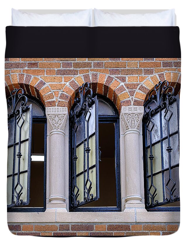 Fine Art Duvet Cover featuring the photograph These Three Windows by Tony Locke