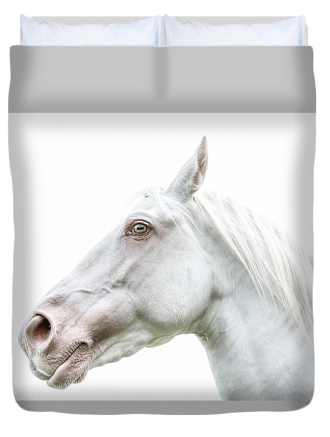 Photographs Duvet Cover featuring the photograph Thinking - Horse Art by Lisa Saint