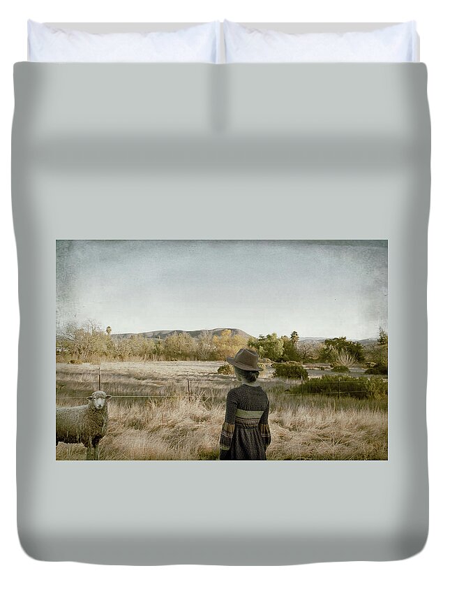 Sheep Duvet Cover featuring the photograph This Beautiful Life by Alison Frank