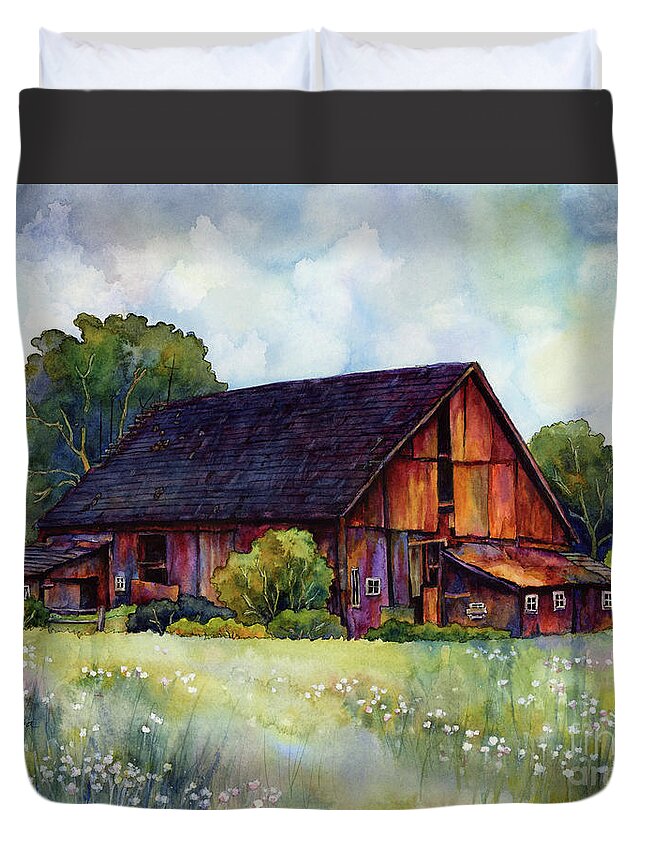 Barn Duvet Cover featuring the painting This Old Barn by Hailey E Herrera