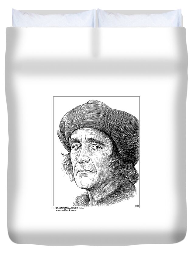 Thomas Cromwell Duvet Cover featuring the drawing Thomas Cromwell by Greg Joens