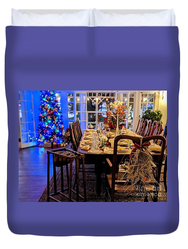 Christmas Duvet Cover featuring the photograph Thomas Edison's Christmas Dinner Is Served by Claudia Zahnd-Prezioso