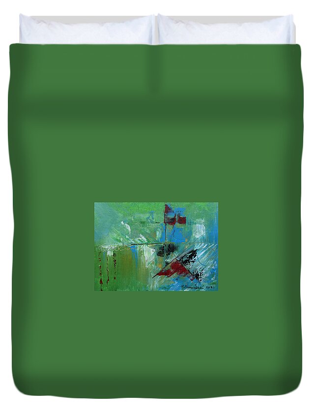 Abstract Duvet Cover featuring the painting Thoughts On The Matter by Raymond Fernandez