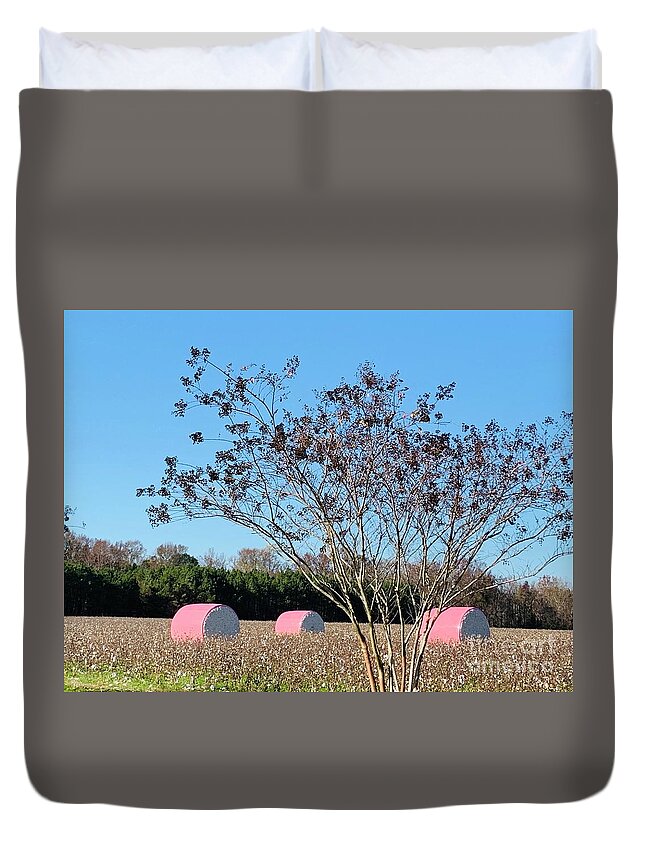 Cotton Duvet Cover featuring the photograph Three Bails of Cotton by Catherine Wilson