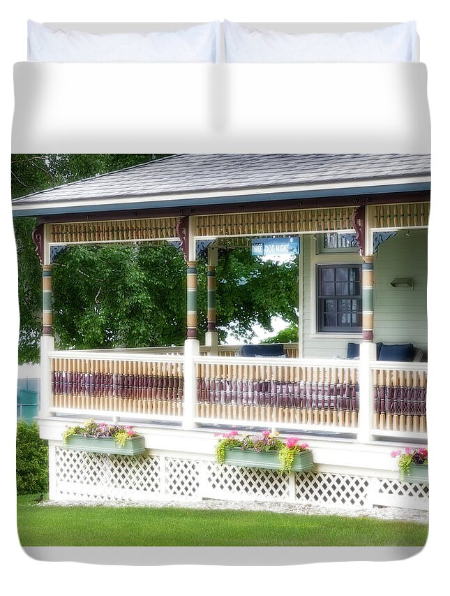 Bay View Duvet Cover featuring the photograph Three Dog Night Porch Radiance by Robert Carter