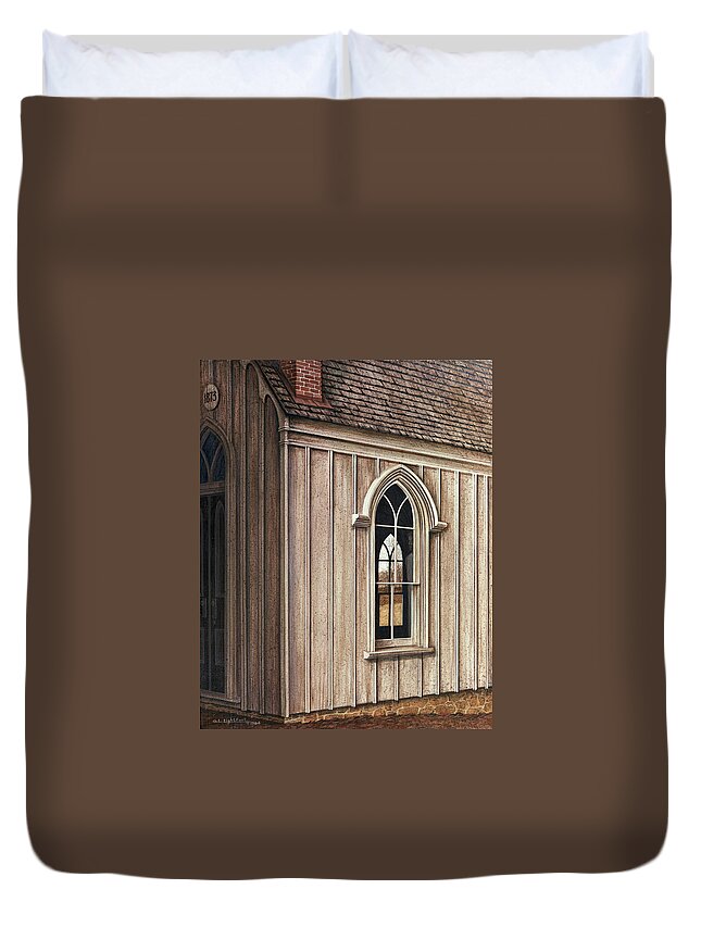 Architectural Landscape Duvet Cover featuring the painting Through A Glass Darkly by George Lightfoot