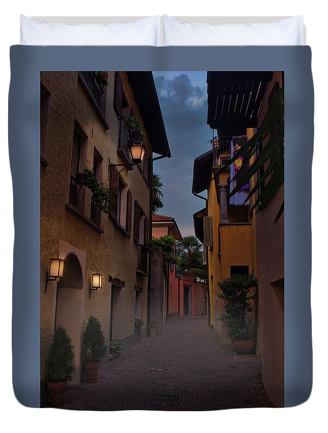 Alley Duvet Cover featuring the photograph Through the alley by Thomas Nay
