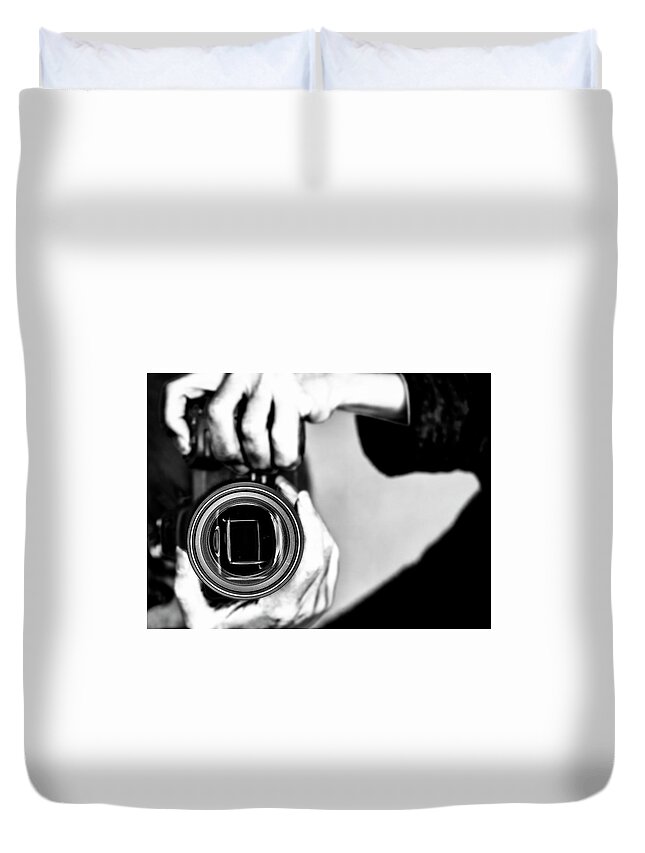The Photographer Duvet Cover featuring the photograph Through the Lens by Alina Oswald