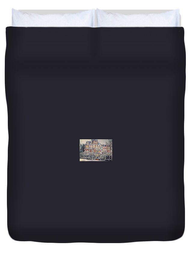  Duvet Cover featuring the painting Through the Narrow Gate by Try Cheatham