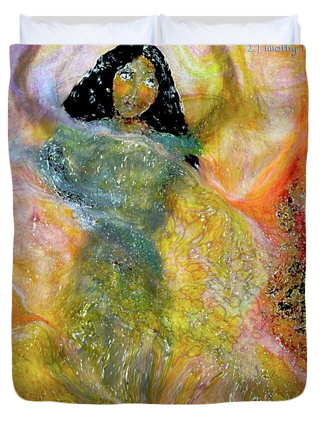 Through The Veil Of Fear God Is Duvet Cover featuring the painting Through the veil of Fear God IS by Bonnie Marie