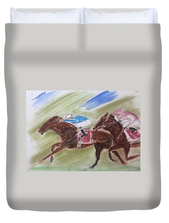 Horse Duvet Cover featuring the painting Throwaway 5/1 by Roger Cummiskey