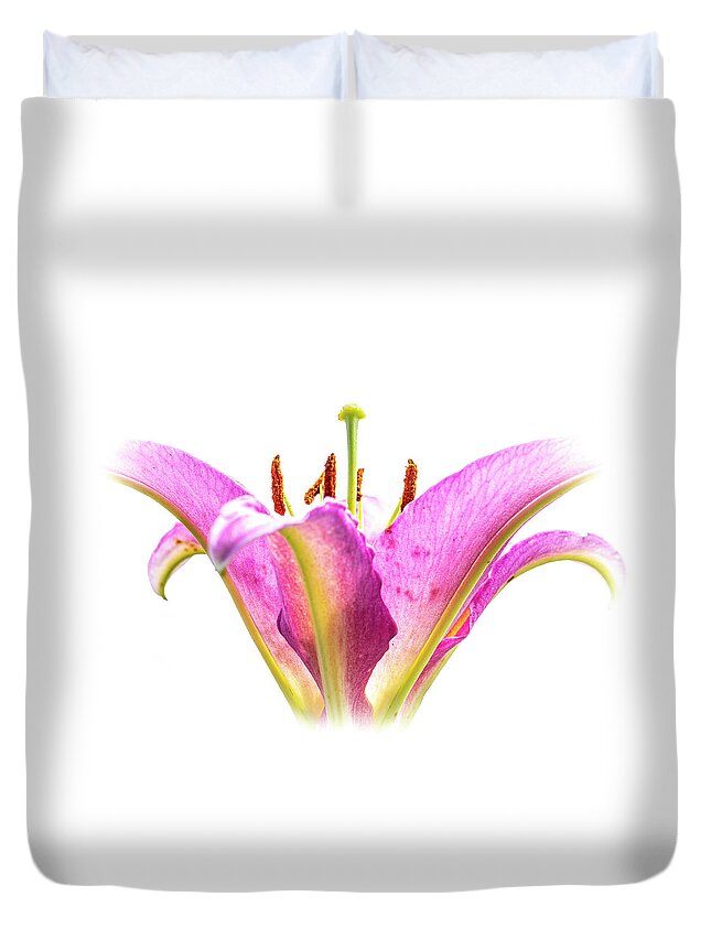 Lily Duvet Cover featuring the photograph Tickled Pink by Carol Senske