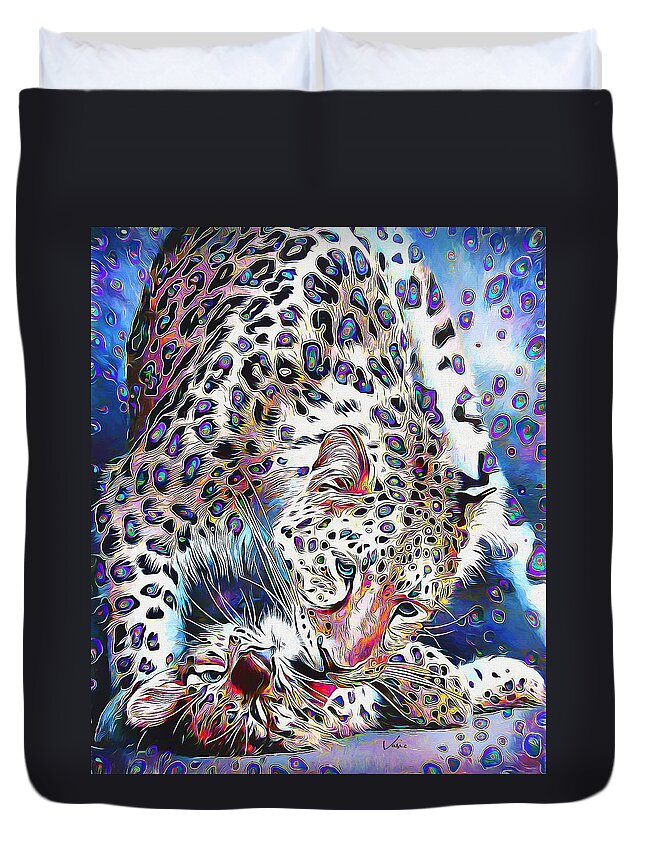 Paint Duvet Cover featuring the painting Tigers game by Nenad Vasic