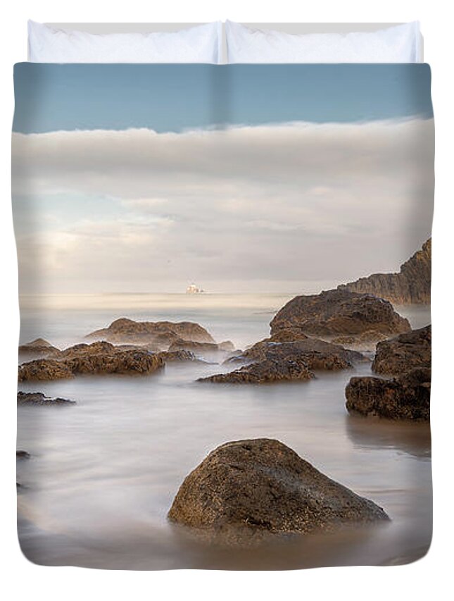 Indian Duvet Cover featuring the photograph Tillamook Rock Lighthouse by John Poon