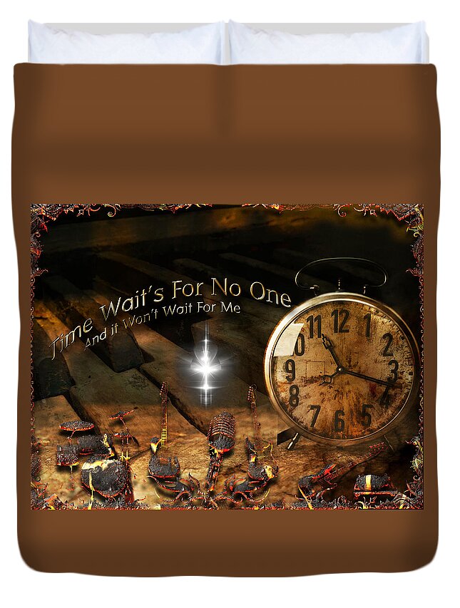 Band Duvet Cover featuring the digital art Time Wait's For No One by Michael Damiani
