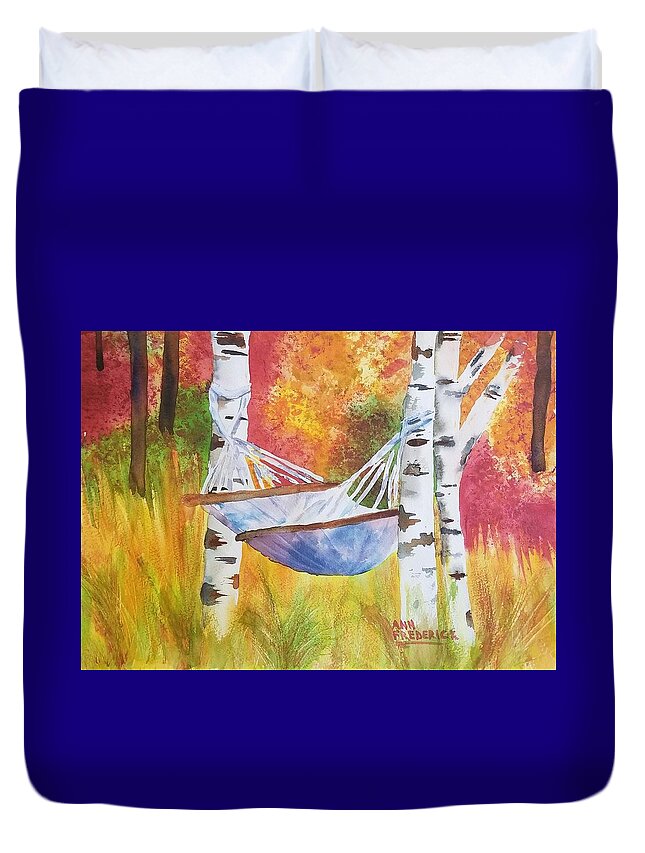 Hammock Duvet Cover featuring the painting Tims' Dream by Ann Frederick