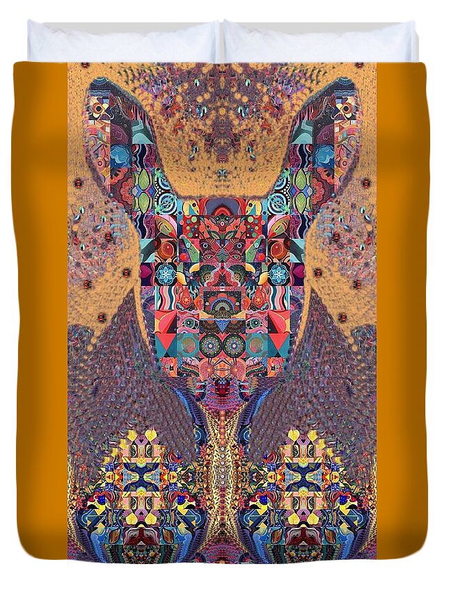 Tjod Wild Hare 1 Full Portrait By Helena Tiainen Duvet Cover featuring the painting TJOD Wild Hare 1 Full Portrait by Helena Tiainen