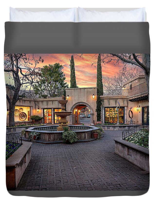  Duvet Cover featuring the photograph Tlaquepaque Courtyard by Al Judge