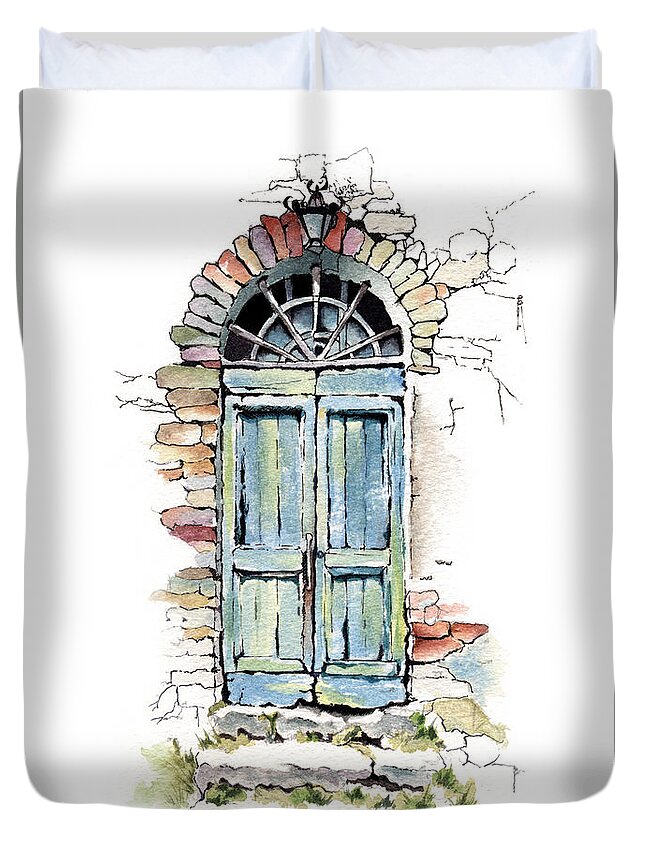 Doorway Duvet Cover featuring the painting To Another World by Louise Howarth