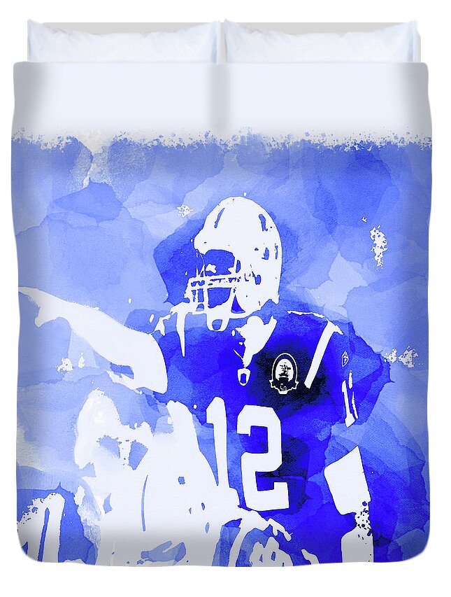 Tom Brady Duvet Cover featuring the mixed media Tom Brady Directing Traffic by Brian Reaves