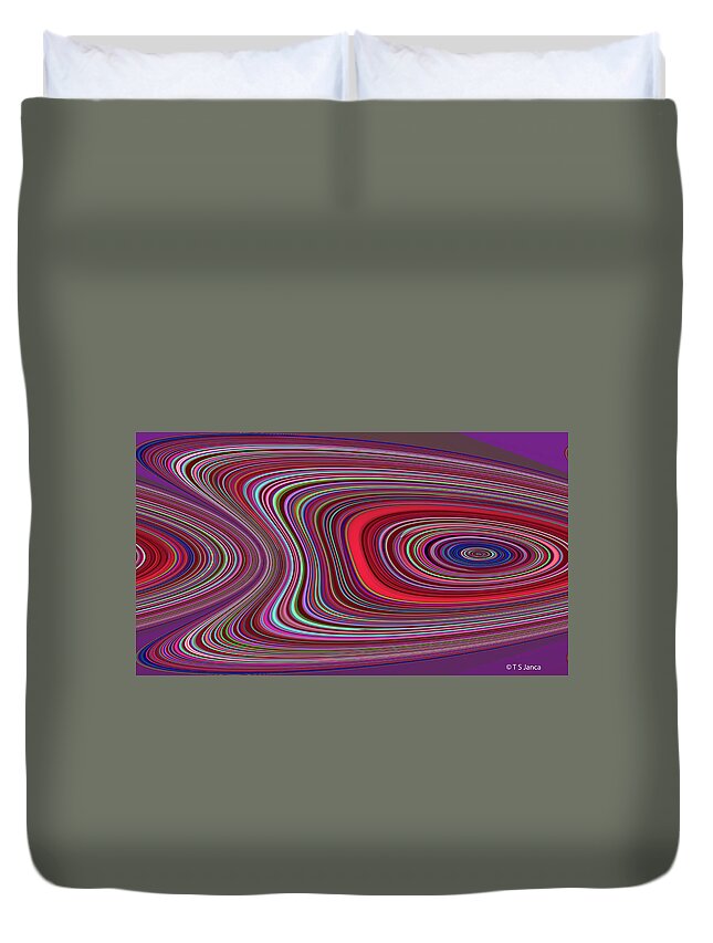 Tom Stanley Janca Elderberry Tree And Fence Duvet Cover featuring the digital art Tom Stanley Janca Elderberry Tree and Fence Abstract by Tom Janca