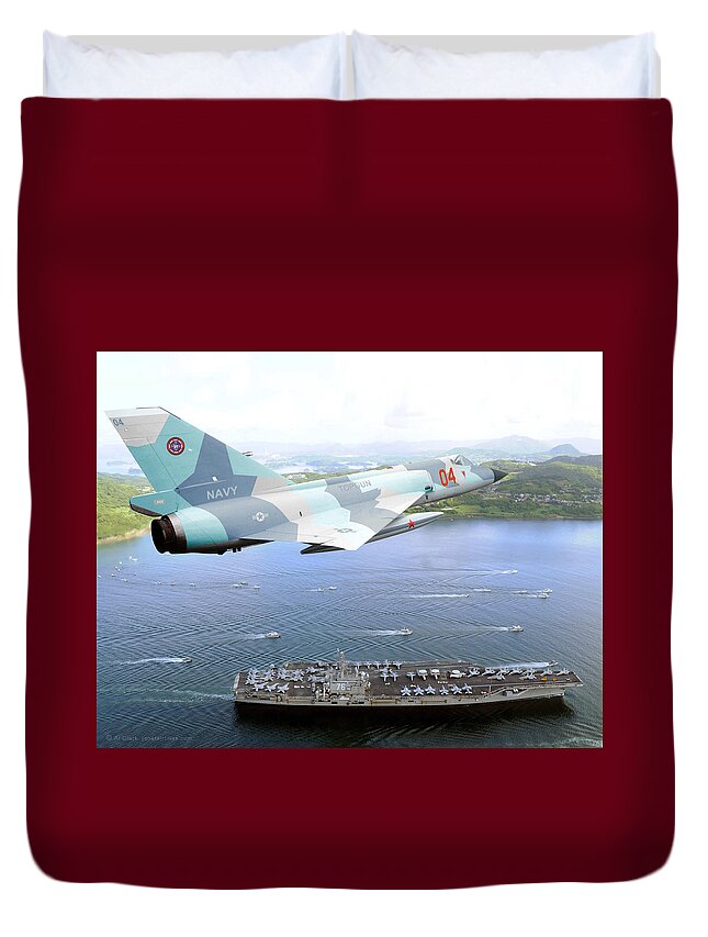 Delta Dart Duvet Cover featuring the digital art Top Gun Convair F-106N by Custom Aviation Art