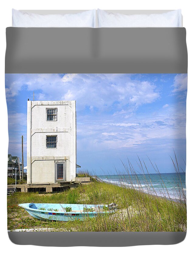 Beach Duvet Cover featuring the photograph Topsail Tower by Mike McGlothlen