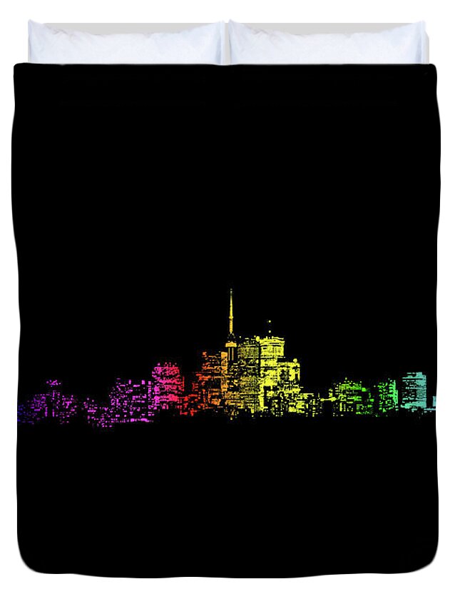 Toronto Duvet Cover featuring the digital art Toronto Skyline Gradient Repost by Brian Carson