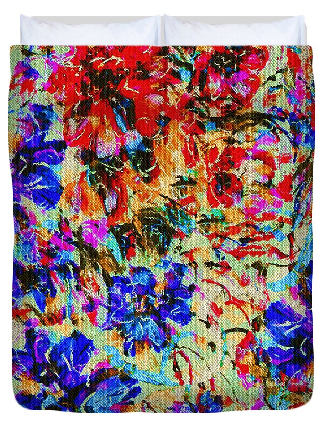 Flowers Duvet Cover featuring the painting Tossed Floral by Natalie Holland