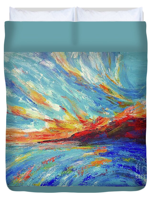 Nature Duvet Cover featuring the painting Touch of Heaven 2 by Leonida Arte