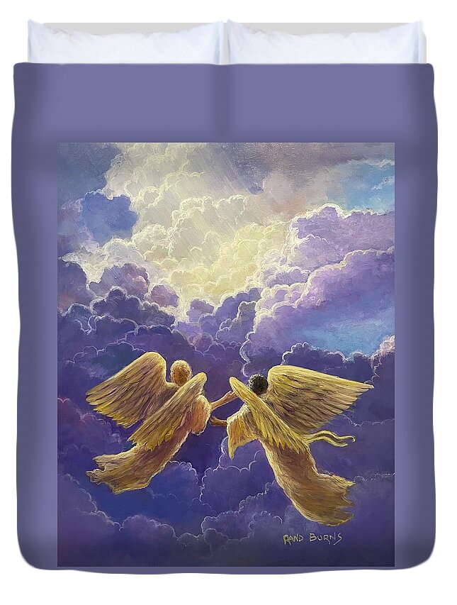 Heaven Duvet Cover featuring the painting Toward the LIght by Rand Burns