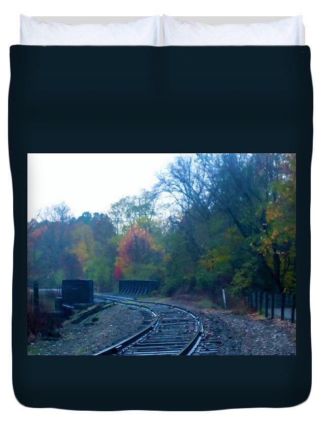  Duvet Cover featuring the photograph Towners Woods Tracks by Brad Nellis