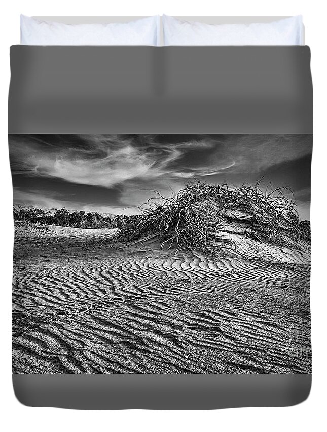 Samar Duvet Cover featuring the photograph Traces in the dunes by Arik Baltinester