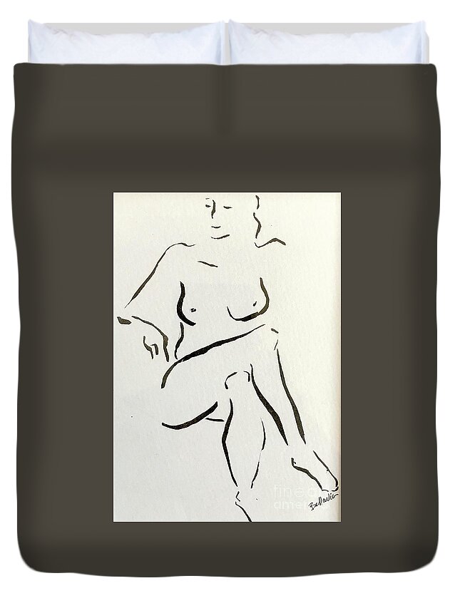 Sumi Ink Duvet Cover featuring the drawing Tracy by M Bellavia