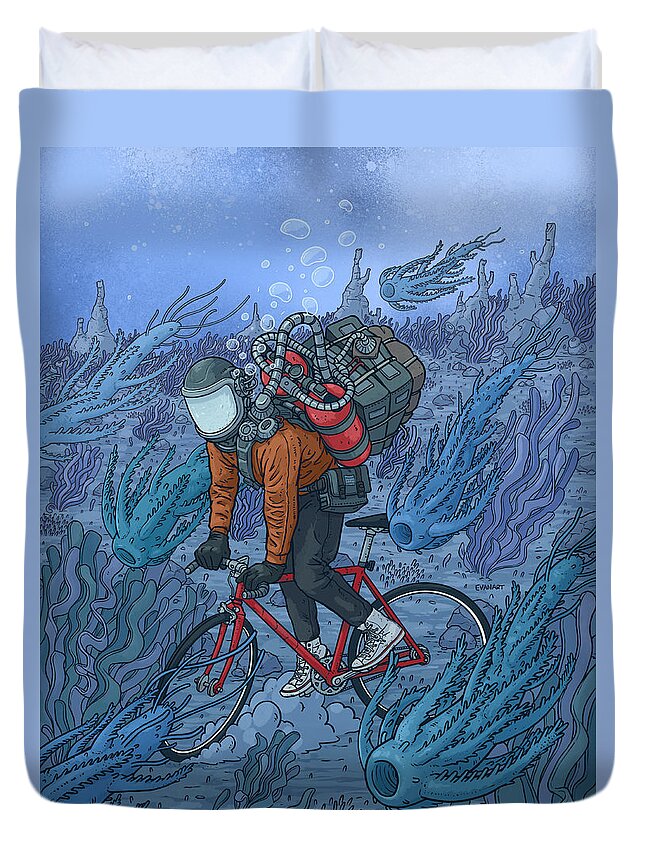 Cycling Duvet Cover featuring the digital art Traffic by EvanArt - Evan Miller
