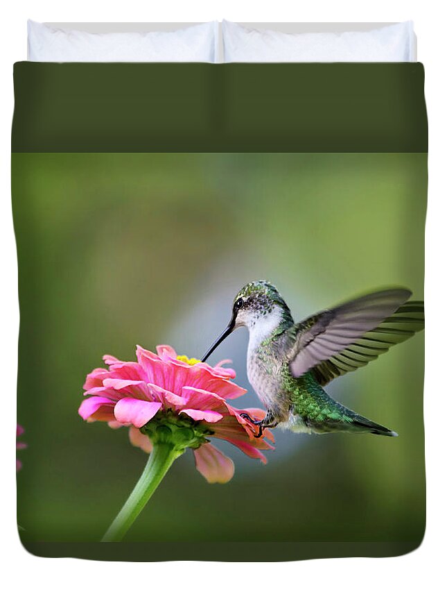 Hummingbird Duvet Cover featuring the photograph Tranquil Joy by Christina Rollo