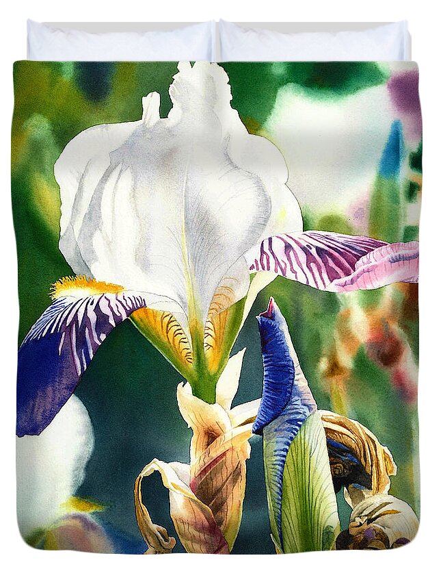 Iris Duvet Cover featuring the painting Translucent Iris by Espero Art