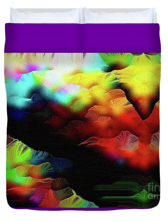 Light Duvet Cover featuring the digital art Traveling with the Angel Number 7 by Aberjhani