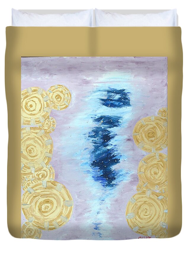 Inspired Works Of Art Duvet Cover featuring the painting Travelling by Christina Knight