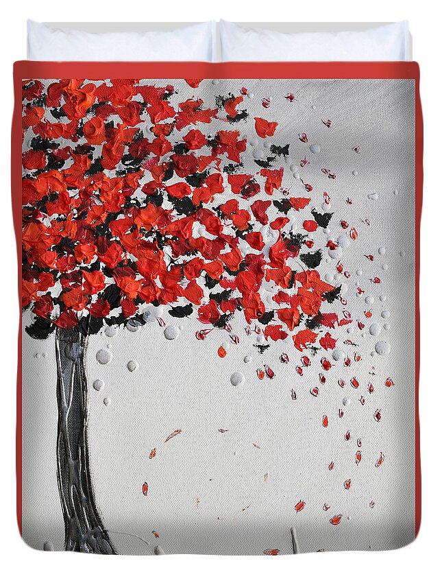 Red Poppies Duvet Cover featuring the painting Tree Full of Wishes by Amanda Dagg