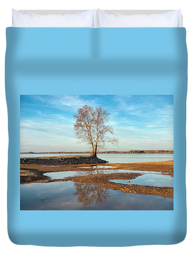 Tree Duvet Cover featuring the photograph Tree Reflections by Steven Gordon