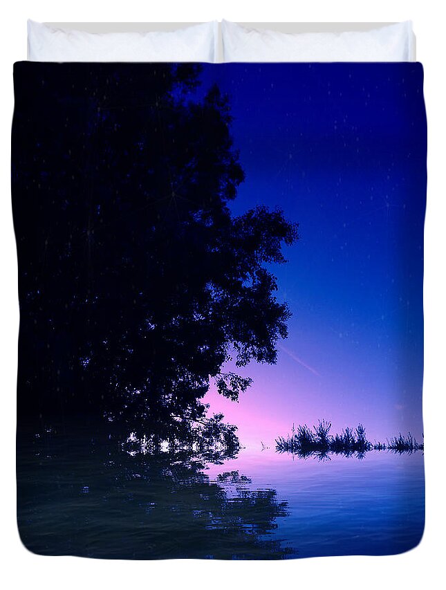 Trees Duvet Cover featuring the photograph Trees in Water by David Zumsteg
